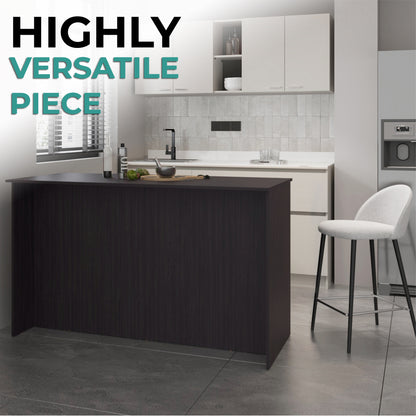 Ginger Kitchen Island with Spacious Countertop, Three Open Storage Shelves, Dual Cabinet Doors with Interior Shelves and Functional Floorstanding Design for Enhanced Organization, Meal Prep Efficiency and Modern Kitchen Appeal