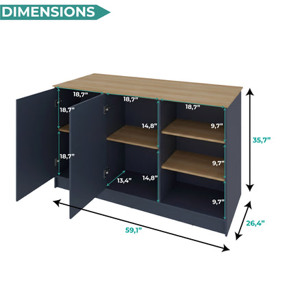 Ginger Kitchen Island with Spacious Countertop, Three Open Storage Shelves, Dual Cabinet Doors with Interior Shelves and Functional Floorstanding Design for Enhanced Organization, Meal Prep Efficiency and Modern Kitchen Appeal