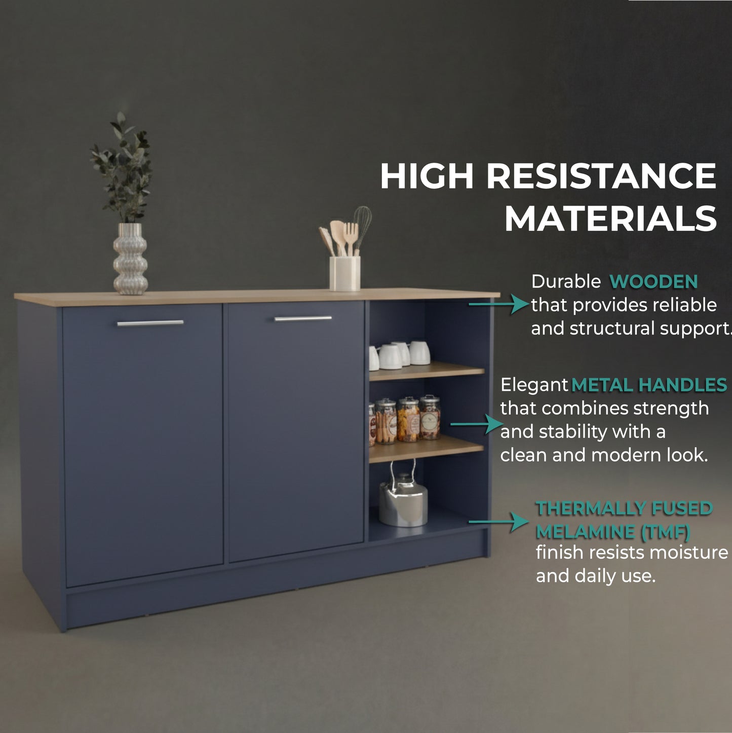 Ginger Kitchen Island with Spacious Countertop, Three Open Storage Shelves, Dual Cabinet Doors with Interior Shelves and Functional Floorstanding Design for Enhanced Organization, Meal Prep Efficiency and Modern Kitchen Appeal