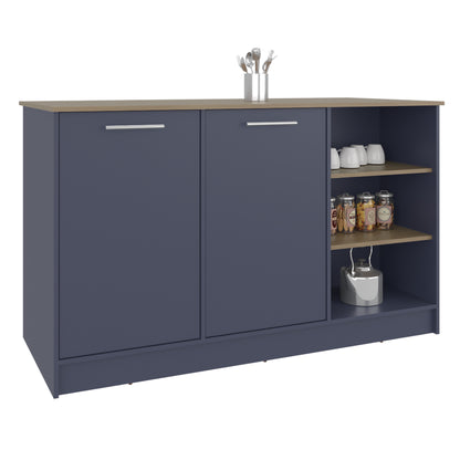 Ginger Kitchen Island with Spacious Countertop, Three Open Storage Shelves, Dual Cabinet Doors with Interior Shelves and Functional Floorstanding Design for Enhanced Organization, Meal Prep Efficiency and Modern Kitchen Appeal