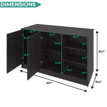 Ginger Kitchen Island with Spacious Countertop, Three Open Storage Shelves, Dual Cabinet Doors with Interior Shelves and Functional Floorstanding Design for Enhanced Organization, Meal Prep Efficiency and Modern Kitchen Appeal