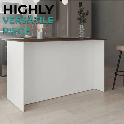 Ginger Kitchen Island with Spacious Countertop, Three Open Storage Shelves, Dual Cabinet Doors with Interior Shelves and Functional Floorstanding Design for Enhanced Organization, Meal Prep Efficiency and Modern Kitchen Appeal