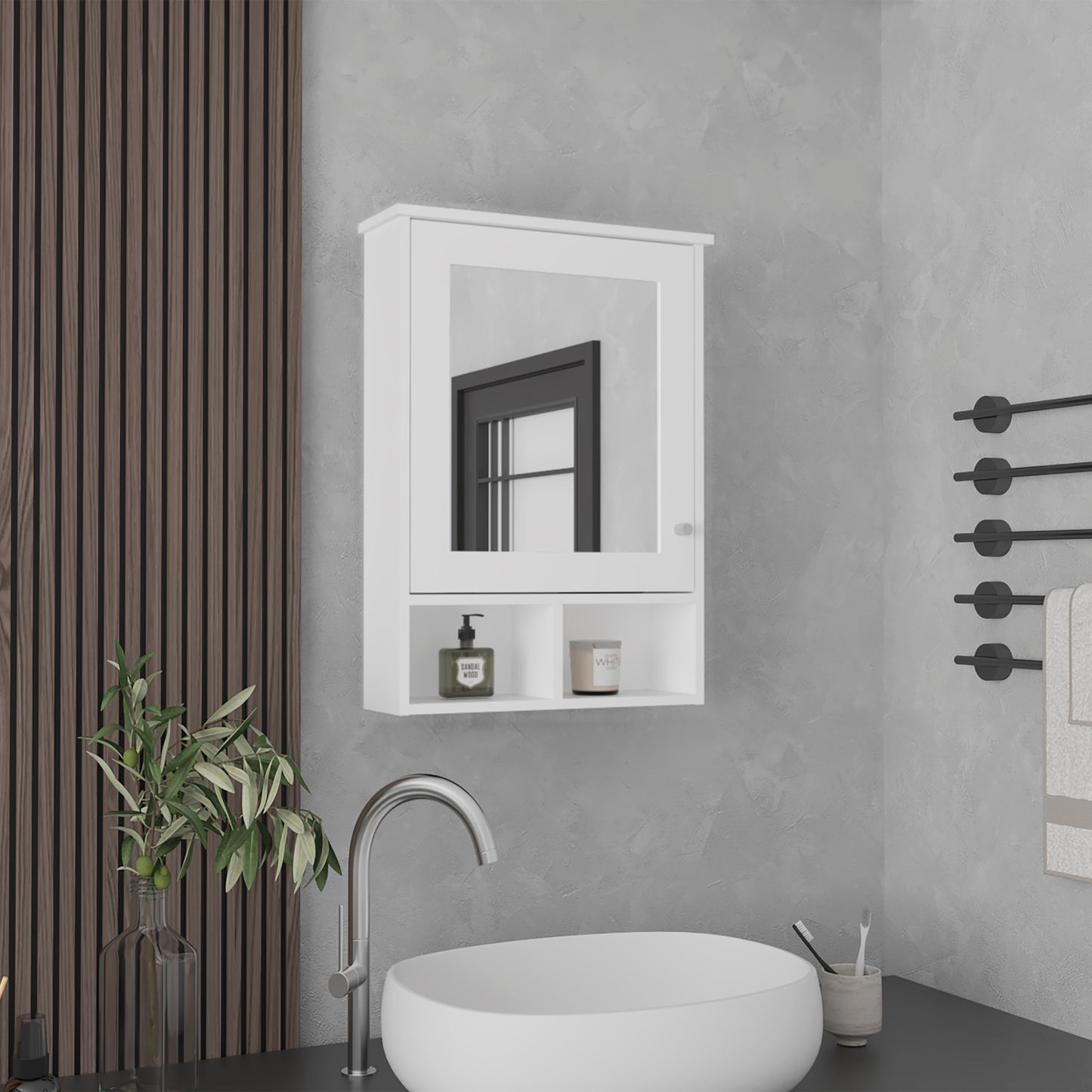 Vina Medicine Cabinet with Mirror and Cubby Shelving