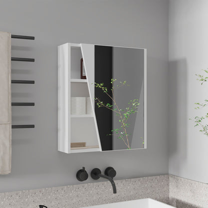 Quintana Wall-Mounted Mirror Medicine Cabinet With One Door And Four Open Compartments