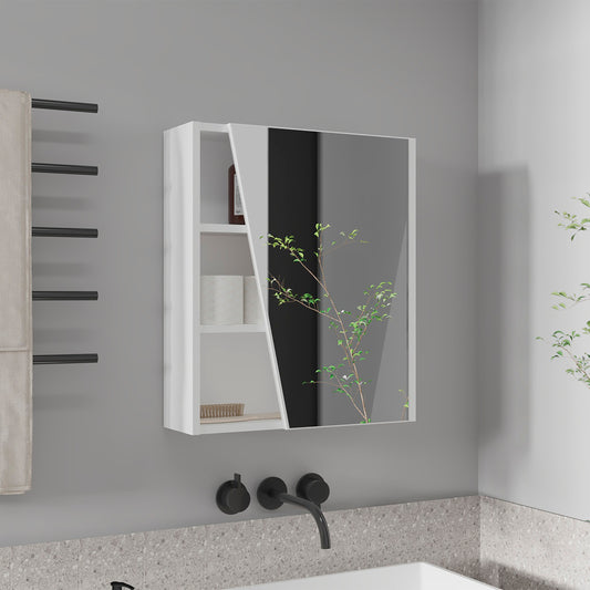 Quintana Wall-Mounted Mirror Medicine Cabinet With One Door And Four Open Compartments