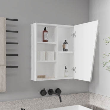 Quintana Wall-Mounted Mirror Medicine Cabinet With One Door And Four Open Compartments