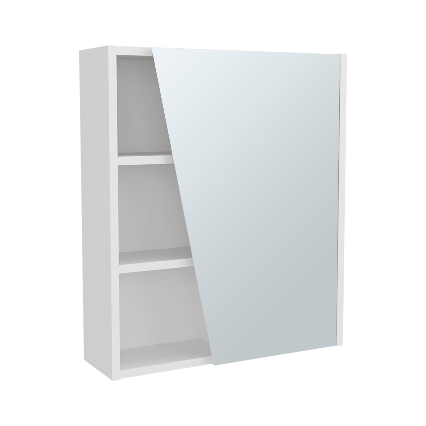 Quintana Wall-Mounted Mirror Medicine Cabinet With One Door And Four Open Compartments
