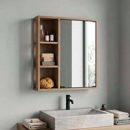 Berkel Freestanding Bathroom Storage Cabinet with Open Shelves, Single Door and Compact Linen Organizer for Bathroom or Laundry Room