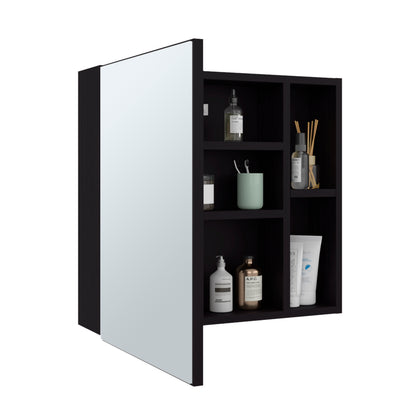Oman Medicine Cabinet with Mirrored Single Door, Three Interior Shelves, Dual External Display Shelves and Spacious Top Surface for Organized Bathroom Storage, Daily Essentials Access