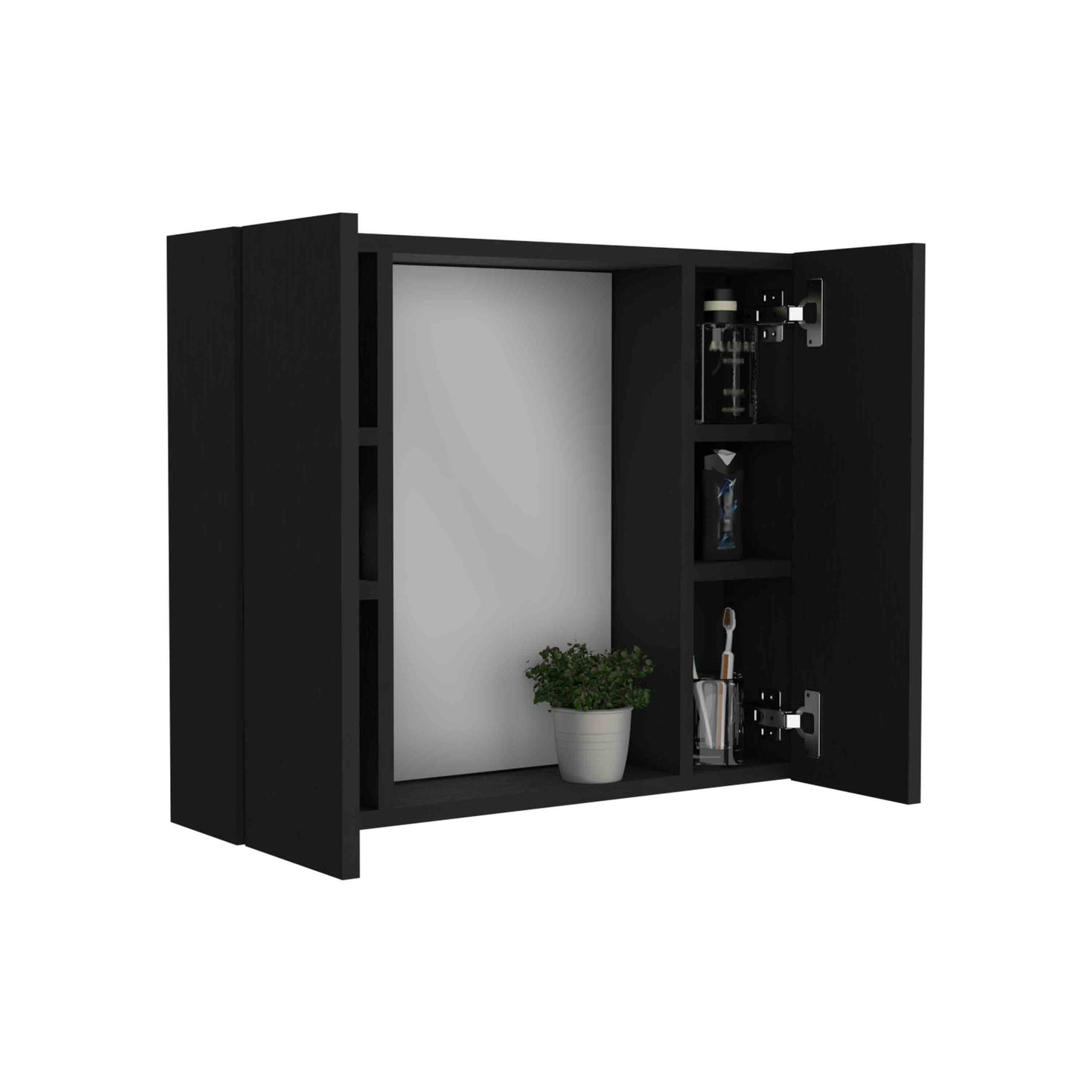 Tuhome Artemisa Medicine Cabinet with Integrated Mirror, Six Interior Storage Shelves, Secure Double-Door Design, Space-Saving Wall Cabinet for Organized Bathrooms and Daily Essentials.