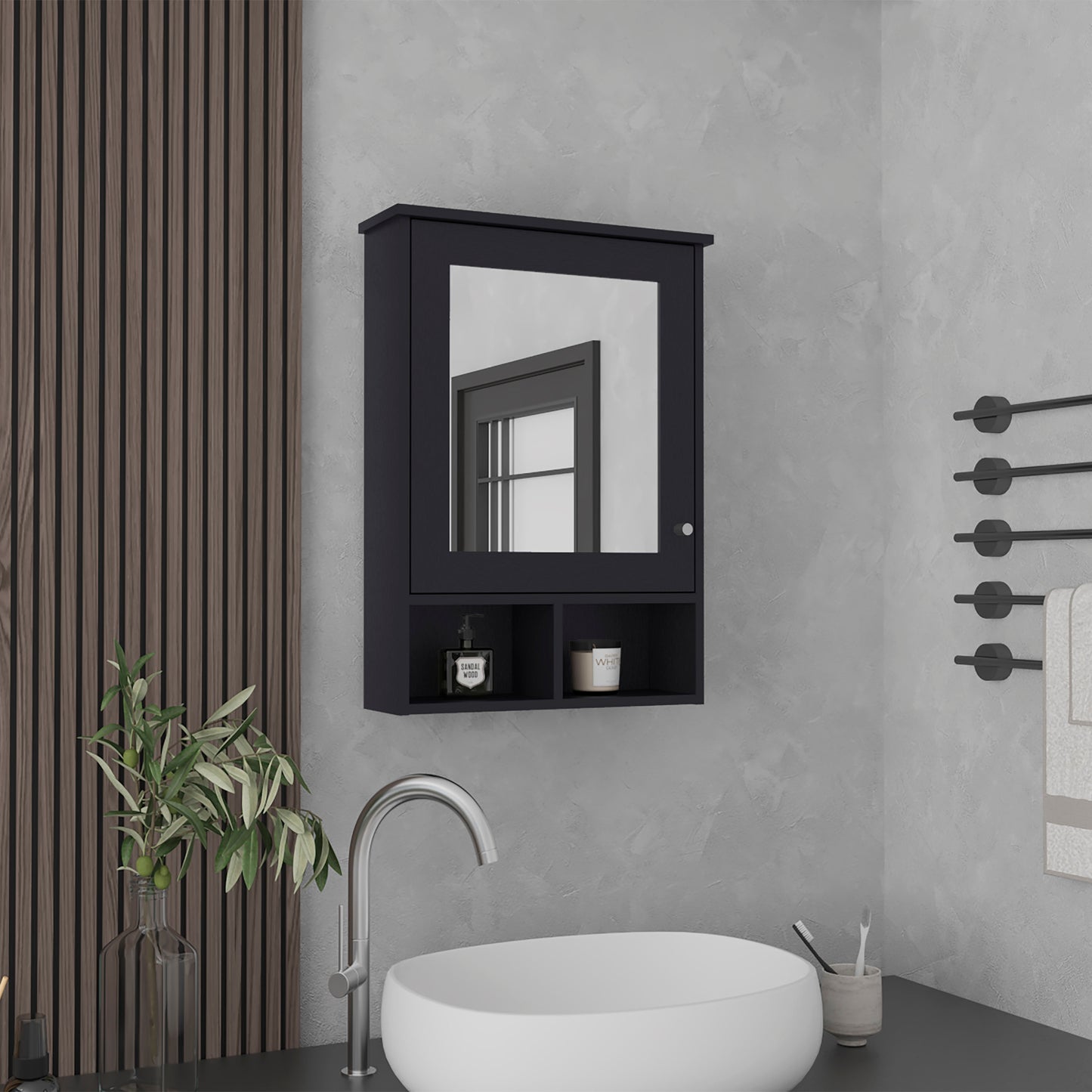 Vina Medicine Cabinet with Mirror and Cubby Shelving