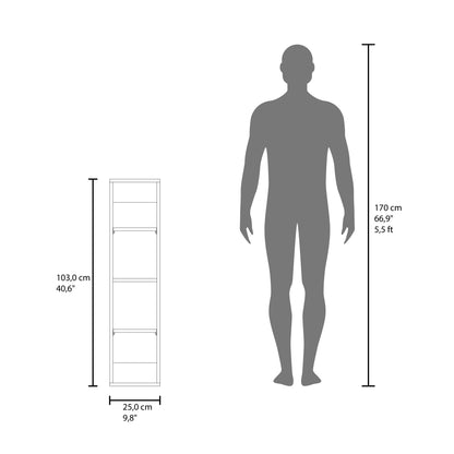 40" High Wall Cabinet, Vertical Wall-Mounted Storage Tower with 4 Spacious Shelves, Slim Bathroom Organizer for Toiletries & Towels, Space-Saving Modern Cabinet, Easy Assembly