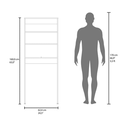 Over-the Toilet Compact Bathroom Cabinet with 2 Open Display Shelves and 2-Door Cabinet, Light Oak