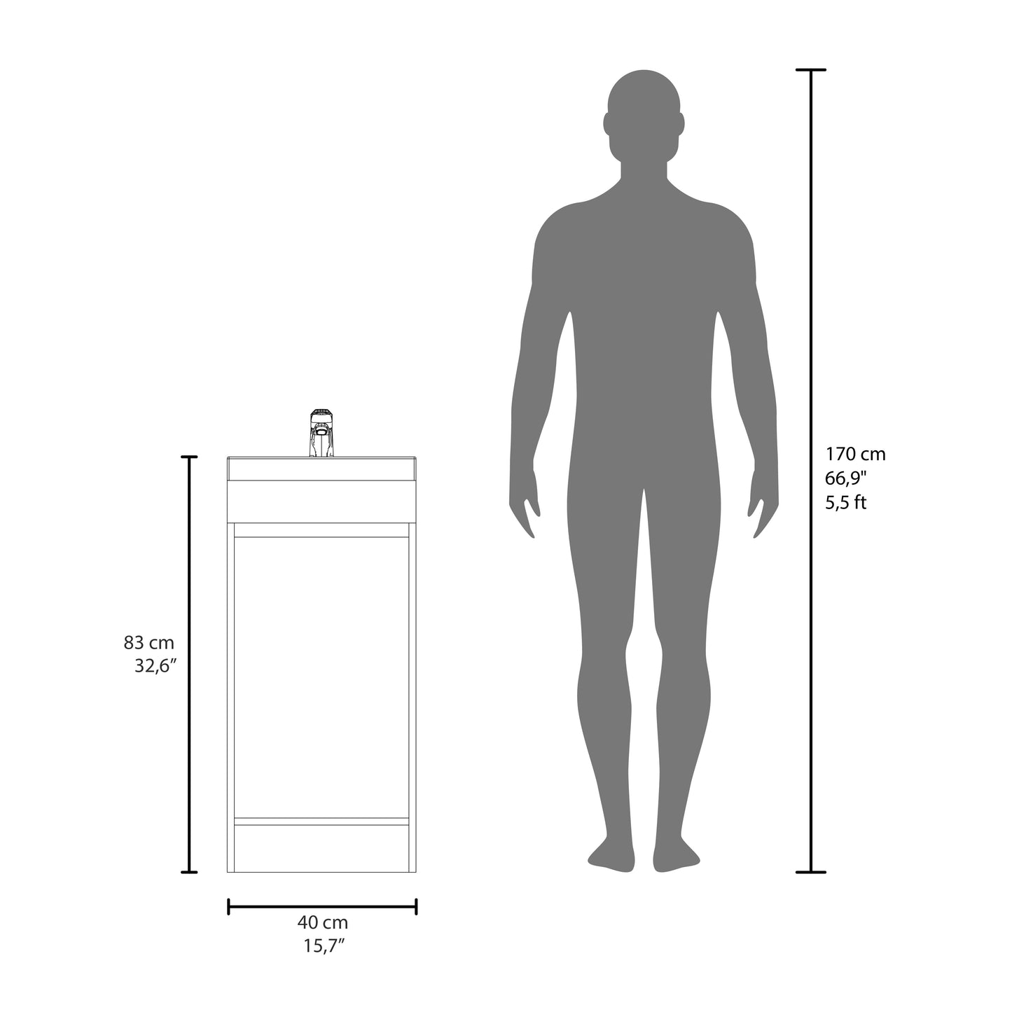 Madrid Floorstanding Bathroom Vanity with Sink, Modern Look Storage Cabinet for Bathroom Organization