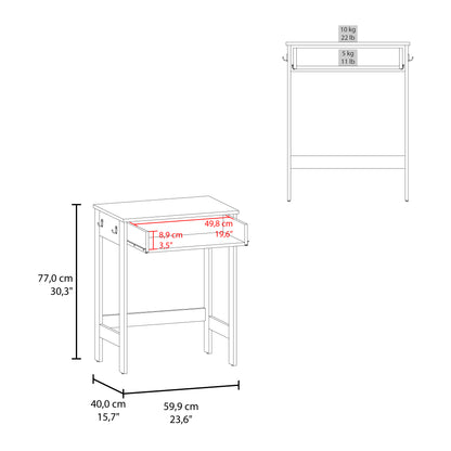 Hills Computer Desk With 2 Side Shelves And Spacious Worksurface