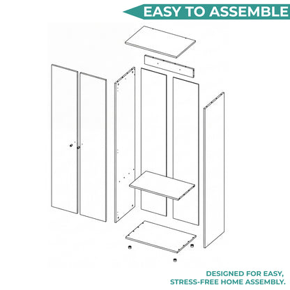 Home 2-Door Closet System Armoire with Hanging Rod and Storage Shelf, Modern Bedroom Organization Storage, Space-Saving Wardrobe for Jackets, Dresses, and Folded Garments in Contemporary Bedrooms