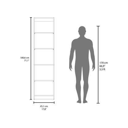 Home Slim 5 Shelves Narrow Bookcase With Open Shelves