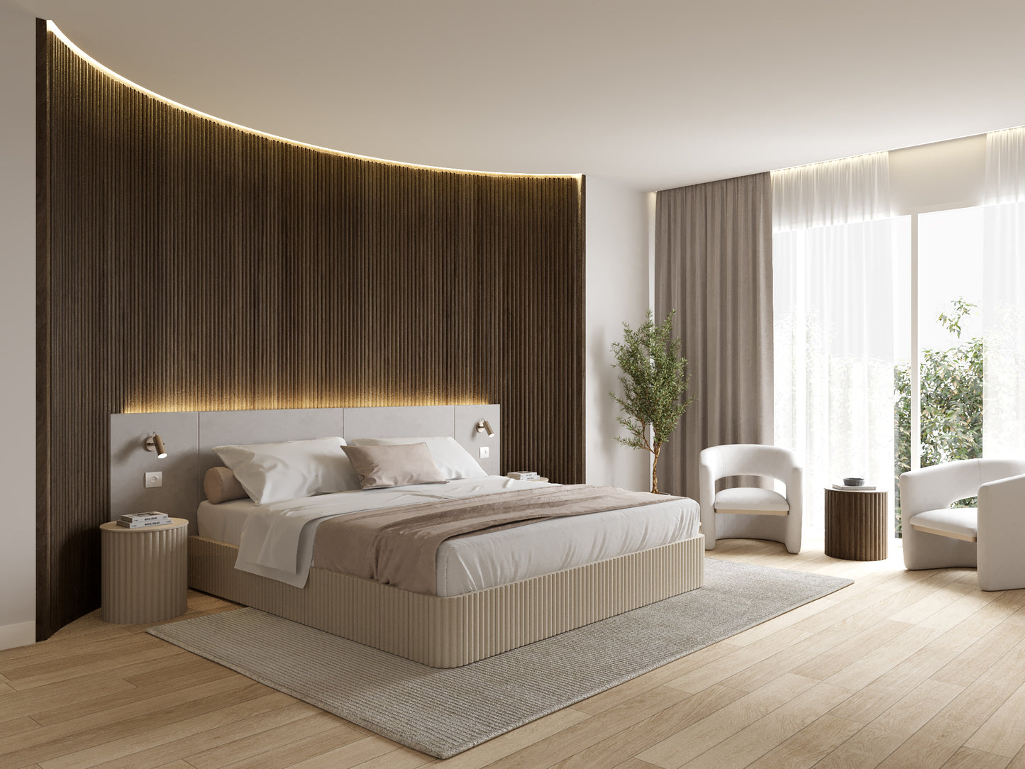 Flexible MDF Wall Panel - Textured Surface for Noise Reduction, Premium Finish, Honey Oak Color, 0.35" Depth, 8.09" Width, 108.27" Height, Easy Installation