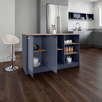 Ginger Kitchen Island with Spacious Countertop, Three Open Storage Shelves, Dual Cabinet Doors with Interior Shelves and Functional Floorstanding Design for Enhanced Organization, Meal Prep Efficiency and Modern Kitchen Appeal