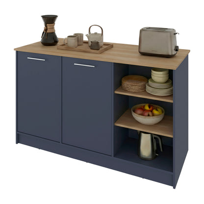 Ginger Kitchen Island with Spacious Countertop, Three Open Storage Shelves, Dual Cabinet Doors with Interior Shelves and Functional Floorstanding Design for Enhanced Organization, Meal Prep Efficiency and Modern Kitchen Appeal