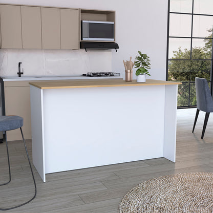 Ginger Kitchen Island, Three Open Shelves, Two Cabinets