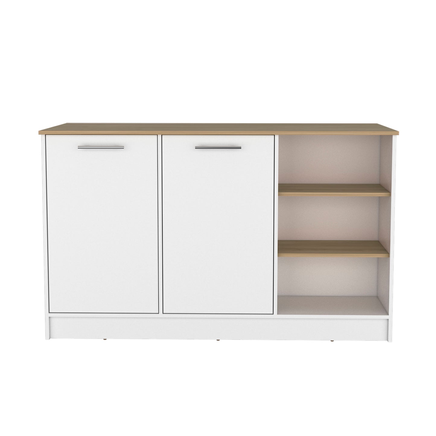 Ginger Kitchen Island, Three Open Shelves, Two Cabinets