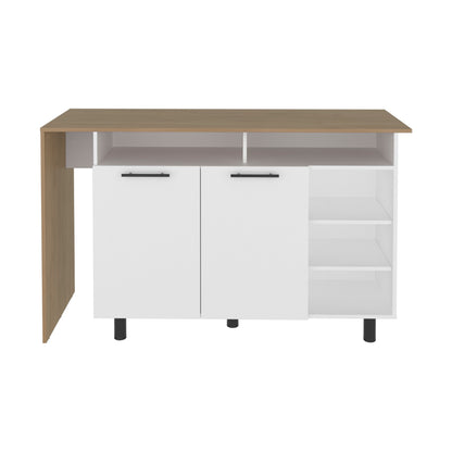 Corcega Kitchen Counter Table and Island with Open Display Shelves and 2 Door Cabinet, Manufactured Wood Sideboard