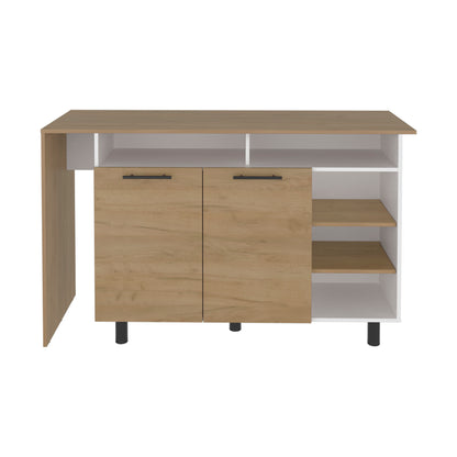 Corcega Kitchen Counter Table and Island with Open Display Shelves and 2 Door Cabinet, Manufactured Wood Sideboard
