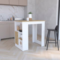 Stirling Kitchen Island with 1-Door Cabinet and Side Shelves