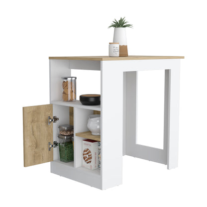 Stirling Kitchen Island with 1-Door Cabinet and Side Shelves