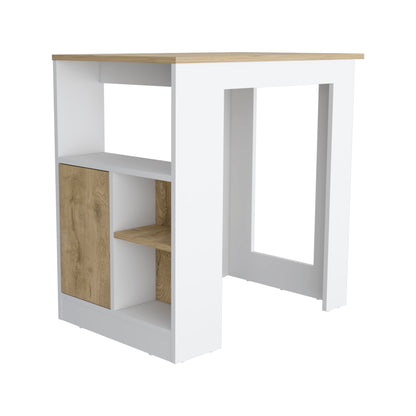 Stirling Kitchen Island with 1-Door Cabinet and Side Shelves