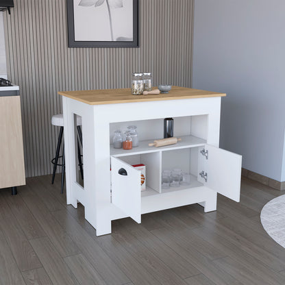 Arlet Kitchen Island White Macadamia