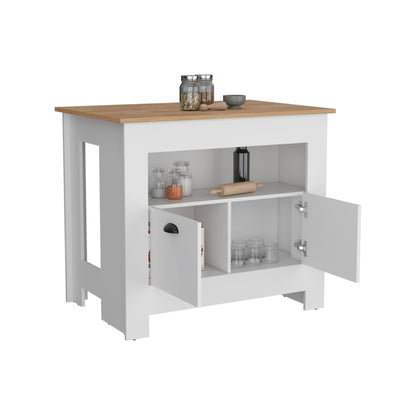 Arlet Kitchen Island White Macadamia