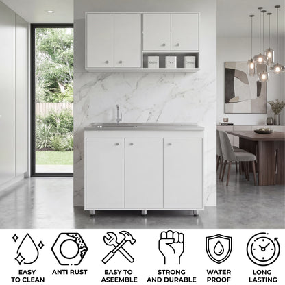 Napoleon Kitchen Cabinet Set for Home Kitchen Storage and Organization, Multi-Unit Cabinet Solution with Clean Design for Pantry and Prep Areas, Modern Style, White Finish