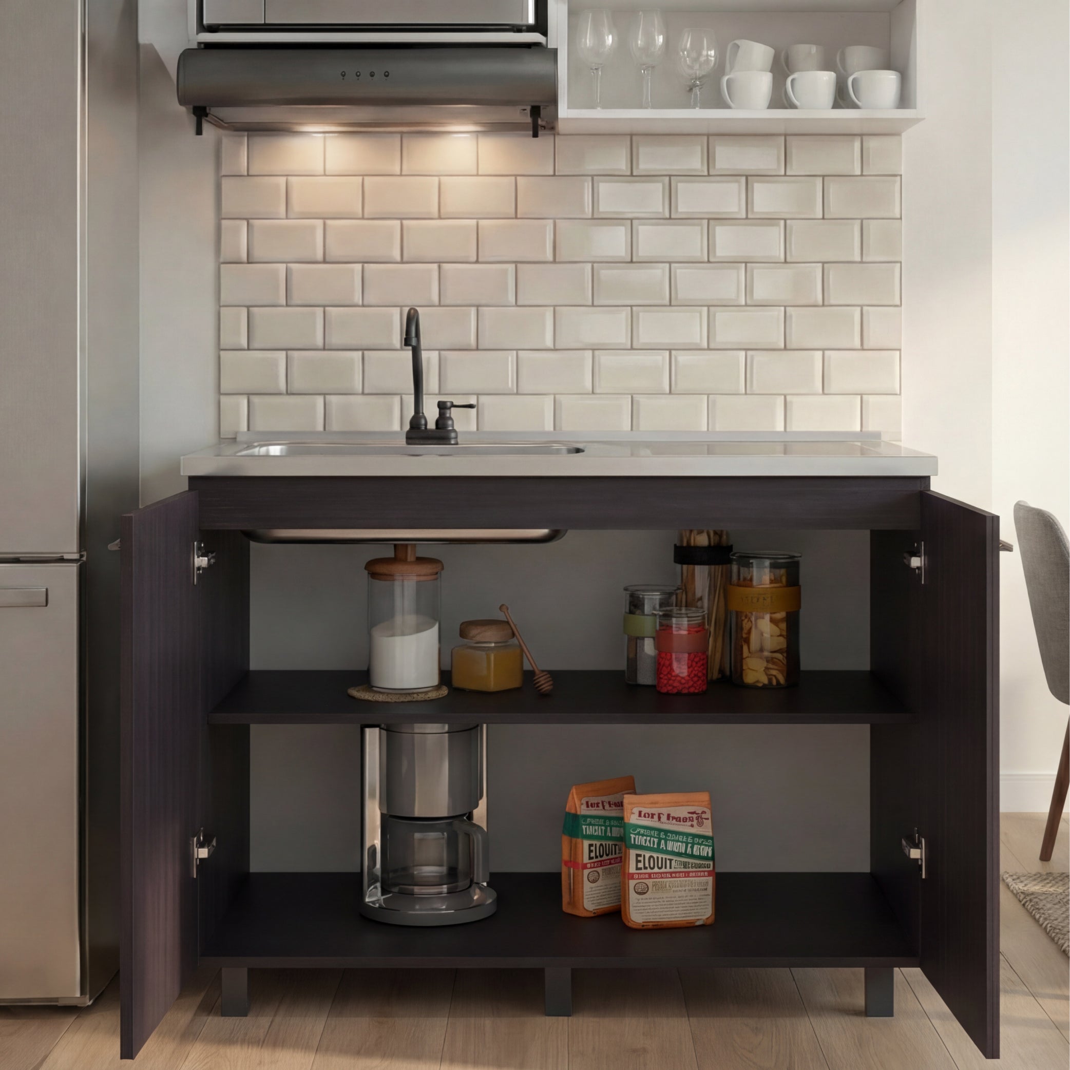 Tuhome Napoles Utility Sink with Cabinet, Stainless Steel