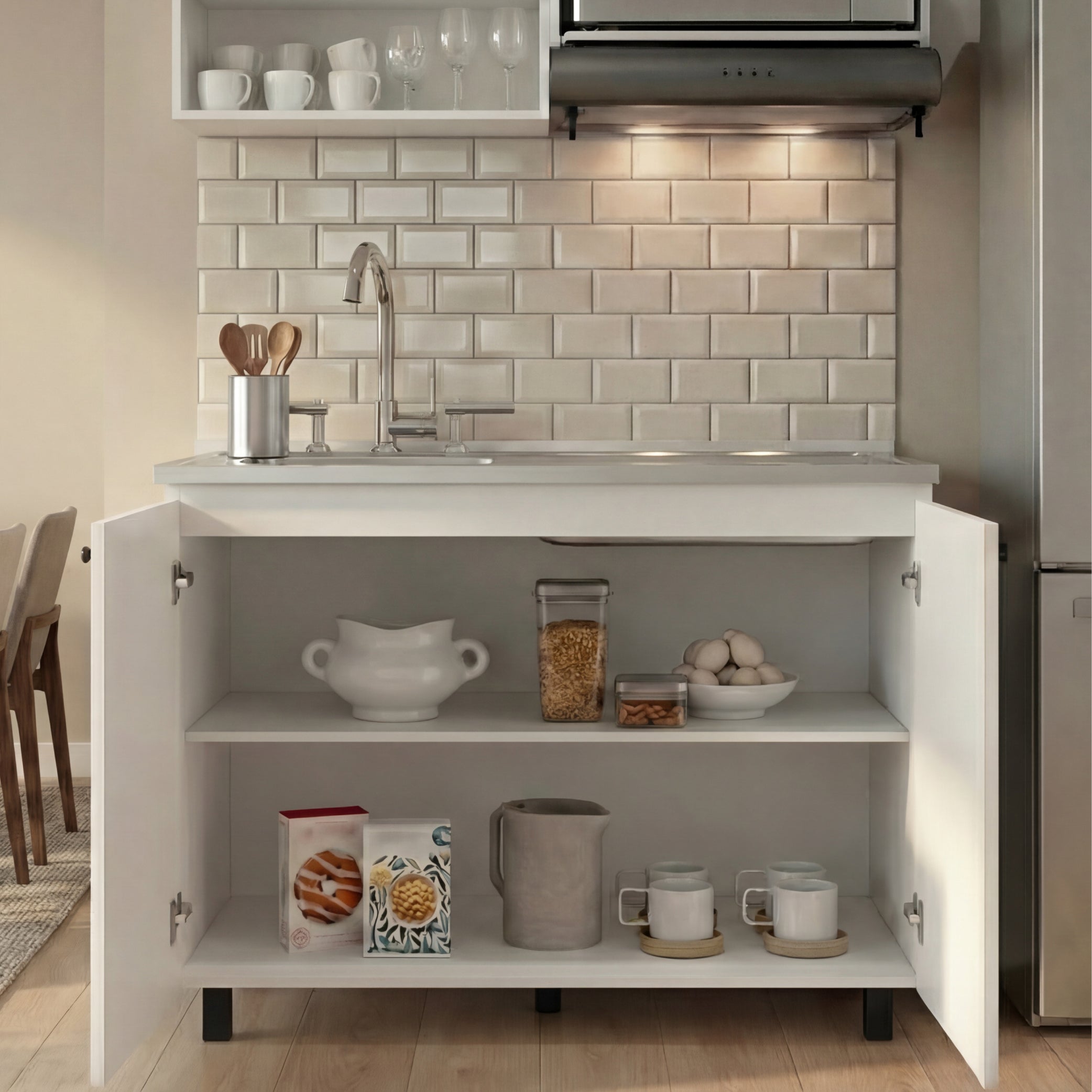Tuhome Napoles Utility Sink with Cabinet, Stainless Steel