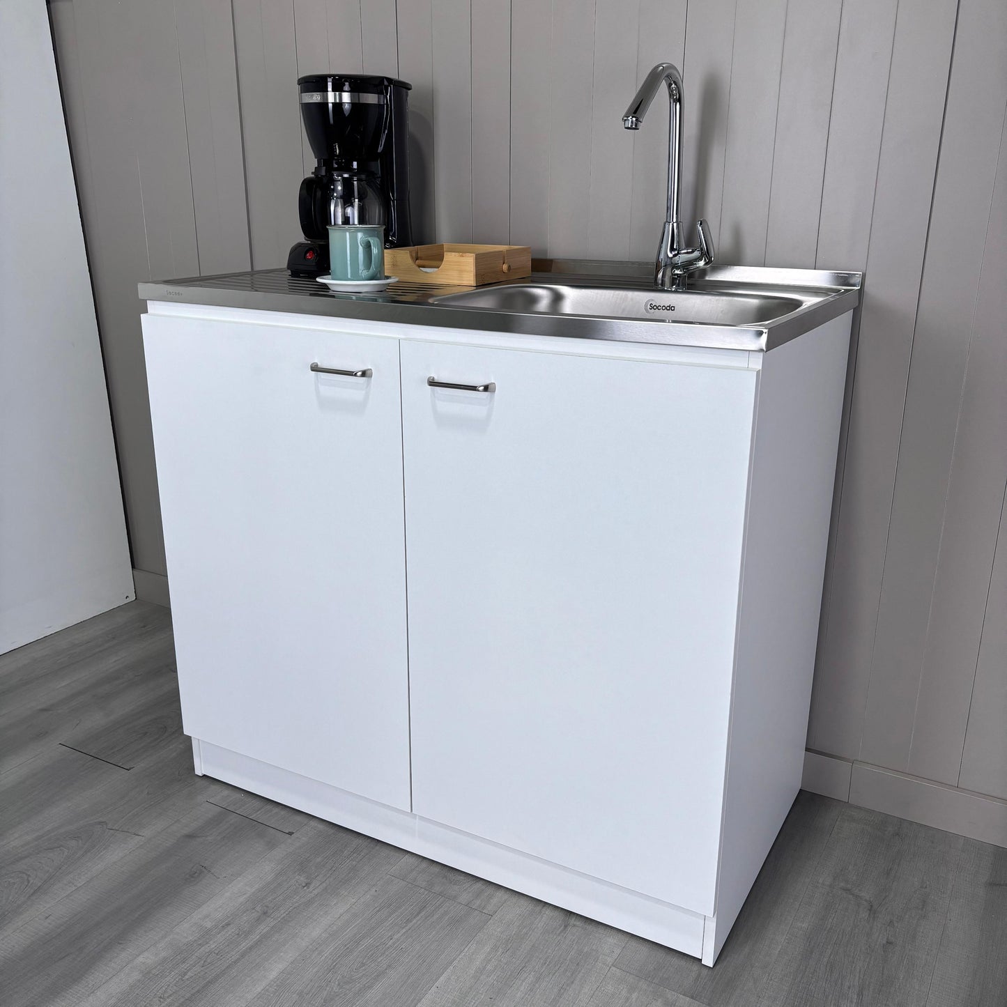Napoles Utility Sink, Two Shelves, Double Door Cabinet
