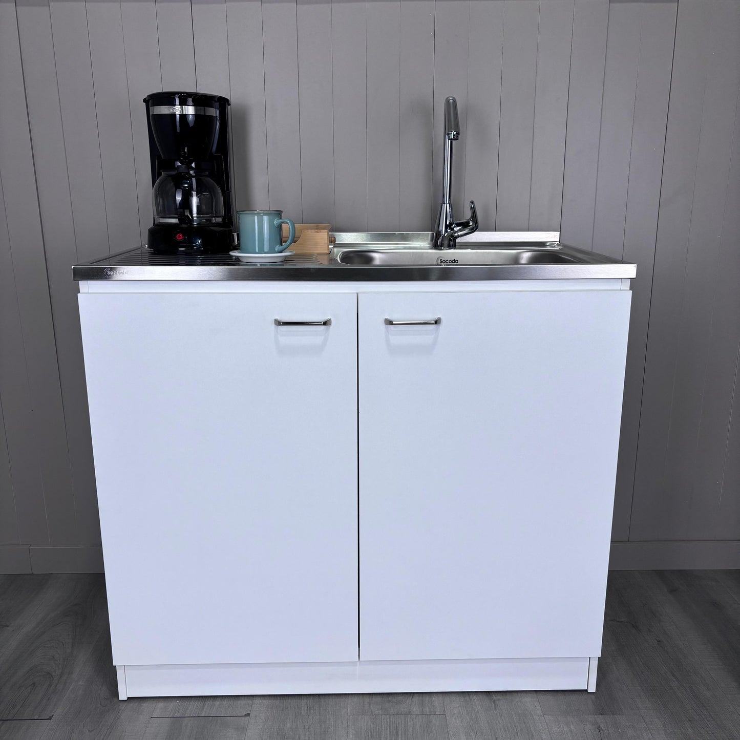 Napoles Utility Sink, Two Shelves, Double Door Cabinet