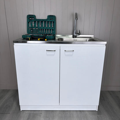 Napoles Utility Sink, Two Shelves, Double Door Cabinet