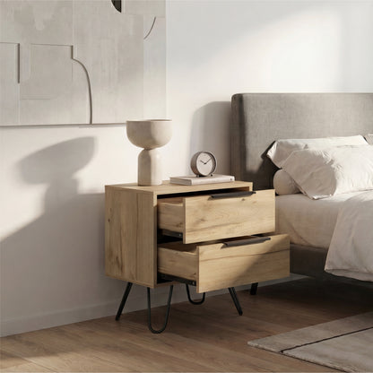 Tuhome Augusta 2 Nightstand with Two Spacious Drawers, Compact Bedroom Storage Cabinet, Modern Functional Bedside Table for Organizing Essentials, Durable Design for Small Spaces, Contemporary Nightstand Solution