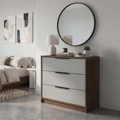 Tuhome Kaia 3 Drawers Dresser with Spacious Storage, Modern Superior Top for Décor, Functional Bedroom Organizer for Clothing and Essentials, Contemporary Space-Saving Furniture with Smooth Metal Hardware