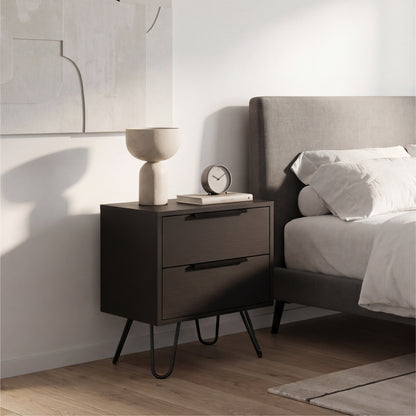 Tuhome Augusta 2 Nightstand with Two Spacious Drawers, Compact Bedroom Storage Cabinet, Modern Functional Bedside Table for Organizing Essentials, Durable Design for Small Spaces, Contemporary Nightstand Solution