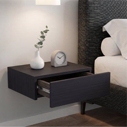 TUHOME Milano Floating Nightstand with Wall-Mounted Design, Spacious Storage Drawer and Upper Display Surface Offering Minimalist Space-Saving Organization and Durable Engineered Wood Construction for Modern Bedroom Interiors