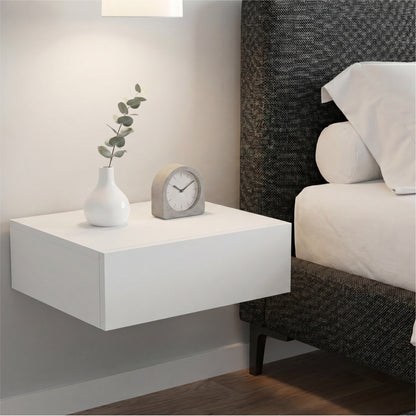 TUHOME Milano Floating Nightstand with Wall-Mounted Design, Spacious Storage Drawer and Upper Display Surface Offering Minimalist Space-Saving Organization and Durable Engineered Wood Construction for Modern Bedroom Interiors