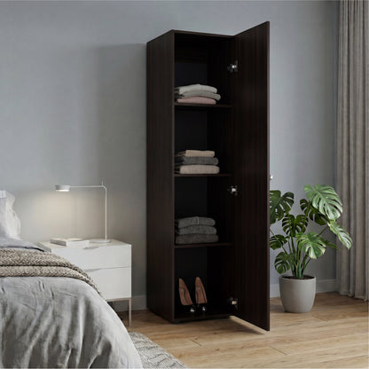 Home Linen Freestanding Tall Cabinet with Single Door with One Mirror and 4 Horizontal Storage Shelves, Cabinet for Bathroom, Bedroom or Laundry Room