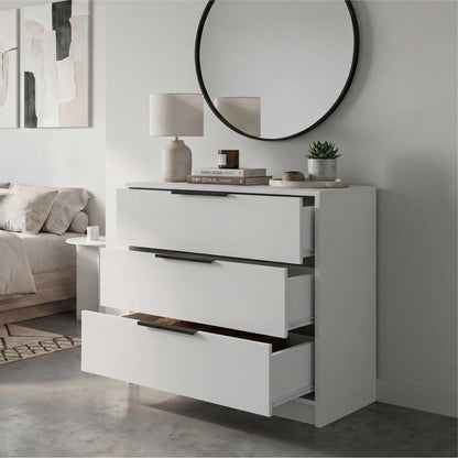Tuhome Kaia 3 Drawers Dresser with Spacious Storage, Modern Superior Top for Décor, Functional Bedroom Organizer for Clothing and Essentials, Contemporary Space-Saving Furniture with Smooth Metal Hardware