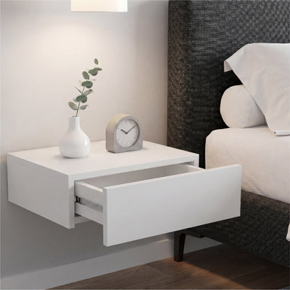 TUHOME Milano Floating Nightstand with Wall-Mounted Design, Spacious Storage Drawer and Upper Display Surface Offering Minimalist Space-Saving Organization and Durable Engineered Wood Construction for Modern Bedroom Interiors