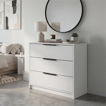 Tuhome Kaia 3 Drawers Dresser with Spacious Storage, Modern Superior Top for Décor, Functional Bedroom Organizer for Clothing and Essentials, Contemporary Space-Saving Furniture with Smooth Metal Hardware
