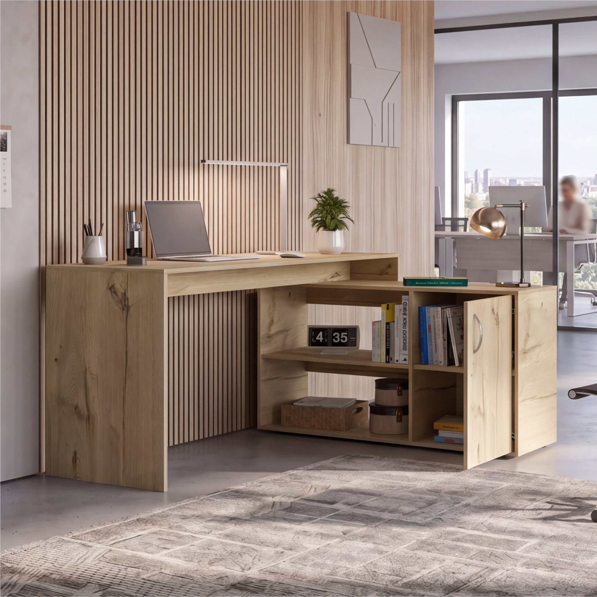 Tuhome Axis Modern L-Shaped Computer Desk with Spacious Work