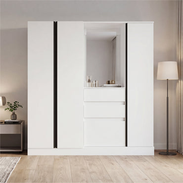 Kamelot Practical and Elegant Freestanding Armoire Wardrobe Double Door Design with Spacious Interior Featuring Hanging Rod and Interior Shelving for Comprehensive Bedroom Storage Solution